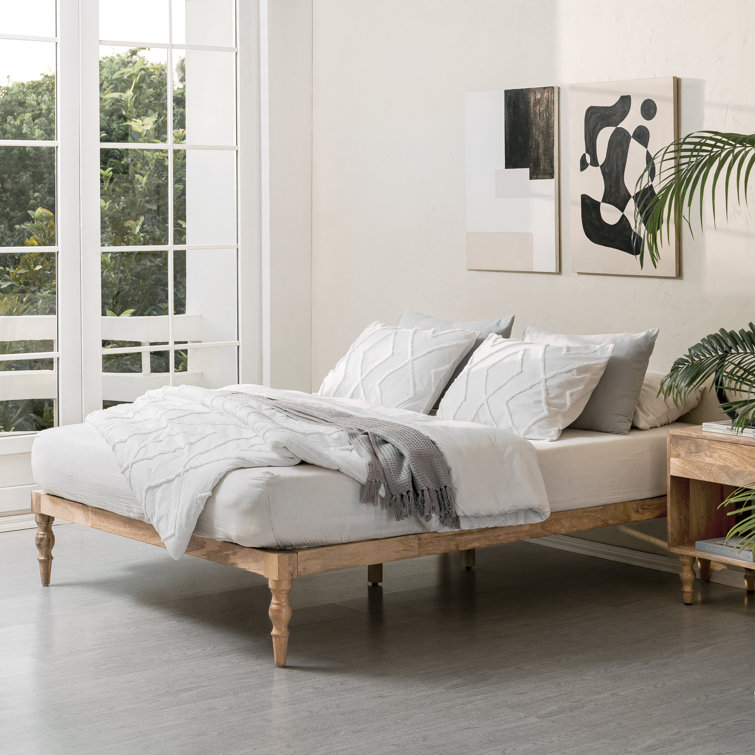 Boho wood platform deals bed